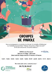 dates et horaires des groupes de paroles sur fond d'une montgolfière qui s'envole