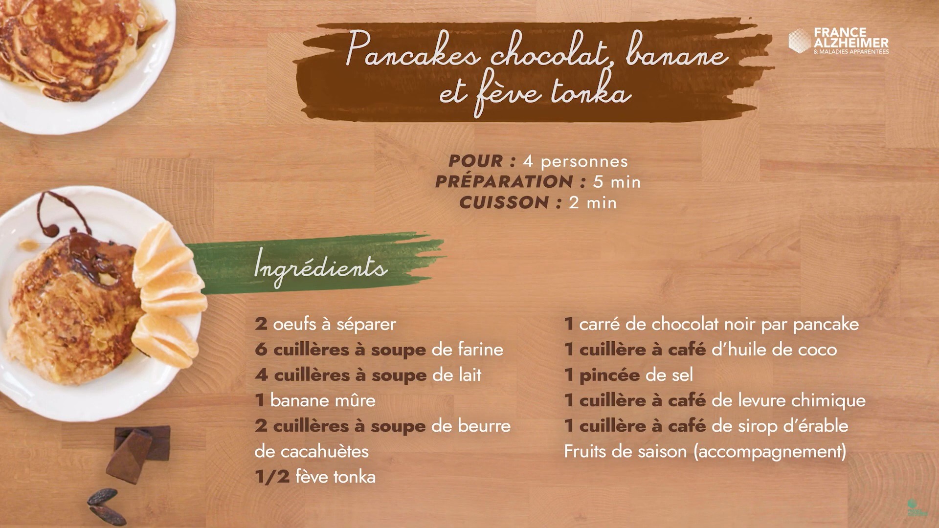 Recette pancakes chocolat banane fève tonka