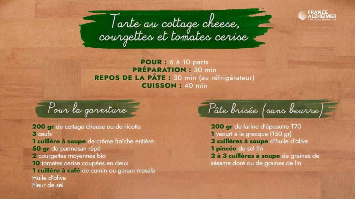 ingrédients tarte au cottage cheese courgette et tomates cerises