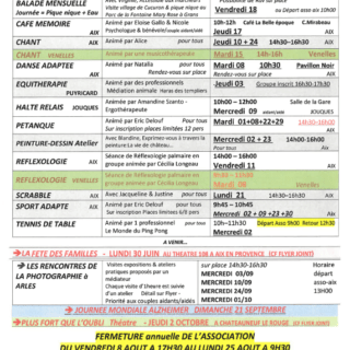 Programme des ateliers de Décembre