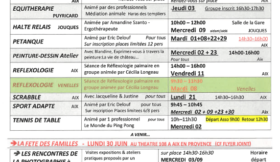 programme du mois de JUILLET 2025